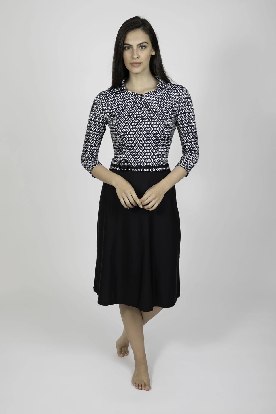 שמלת טורבן לשחייה שחור ולבן - Image 1